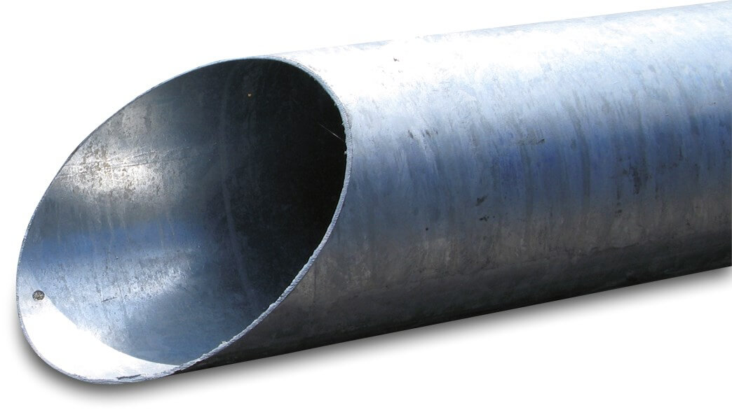 Suction pipe steel galvanised 150 mm x 1,5 mm plain 2m type angle cut