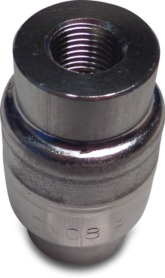 Non return valve spring loaded stainless steel 304 (1.4301) 1/4" female thread 16bar