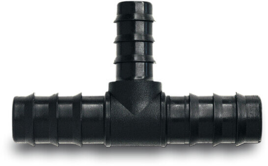 T-piece 90° PP 20 mm x 16 mm x 20 mm barbed black
