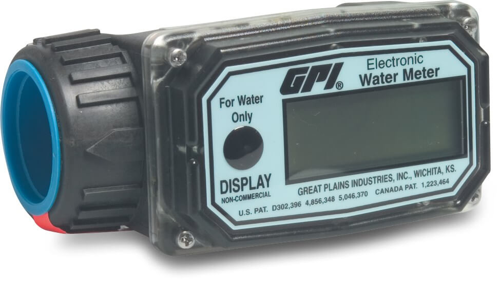 Elektronisk flödesmätare nylon 1" invändig gänga 10bar type GPI-W för vatten