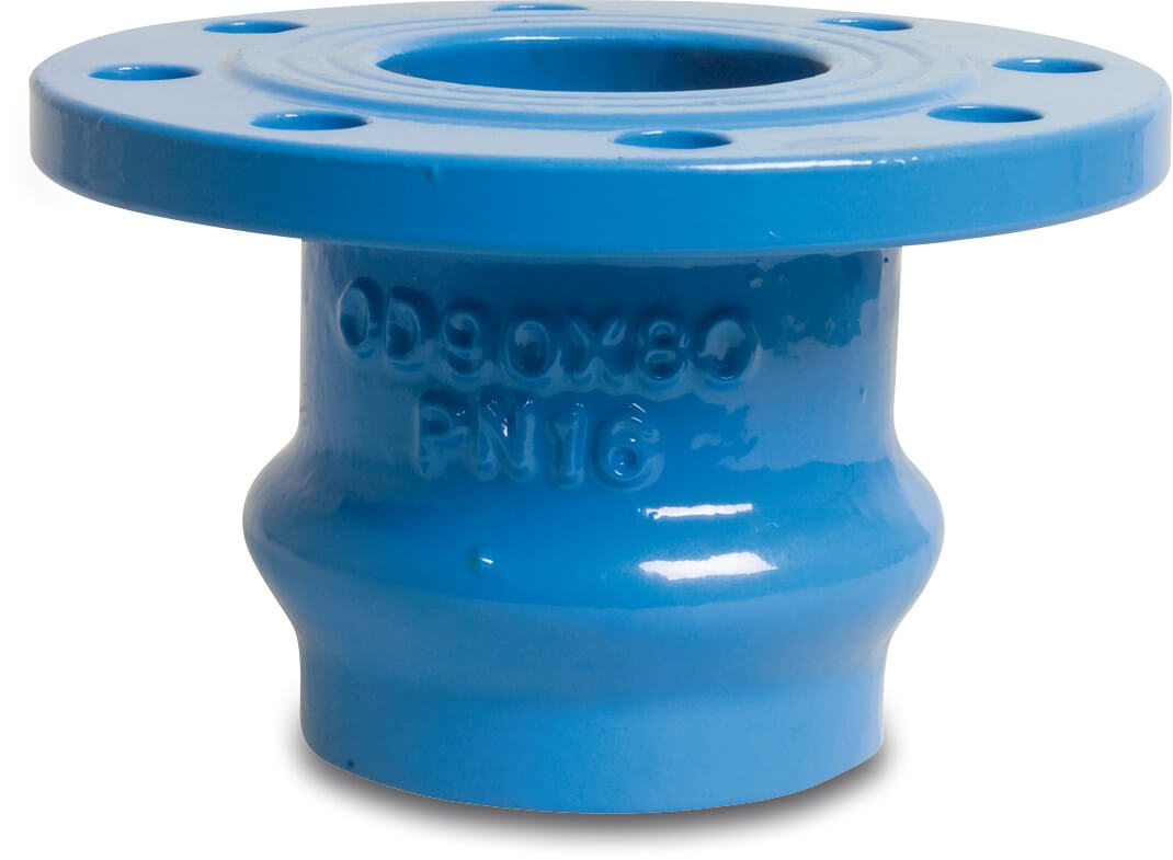 Profec Flens nodulair gietijzer (GGG40) epoxy coating 110 mm x DN100 manchet x DIN flens 10bar blauw PN10/16 type E-KS