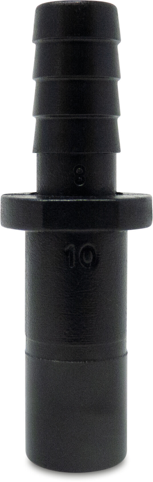 Adaptor nipple POM 6 mm x 4 mm spigot x barbed 20bar black WRAS type Aquaspeed