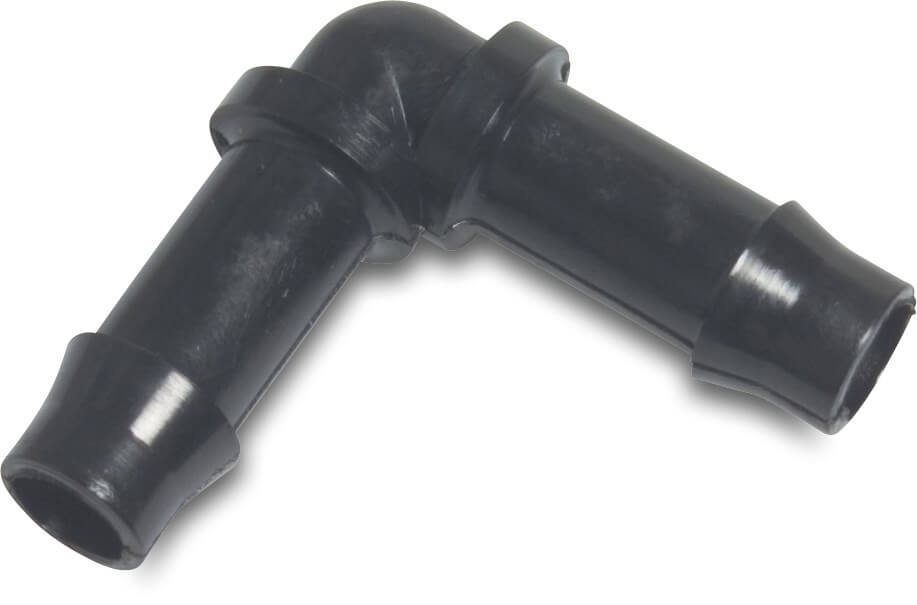Barbed elbow 90° PA (nylon) 10 mm hose tail 10bar black type WF