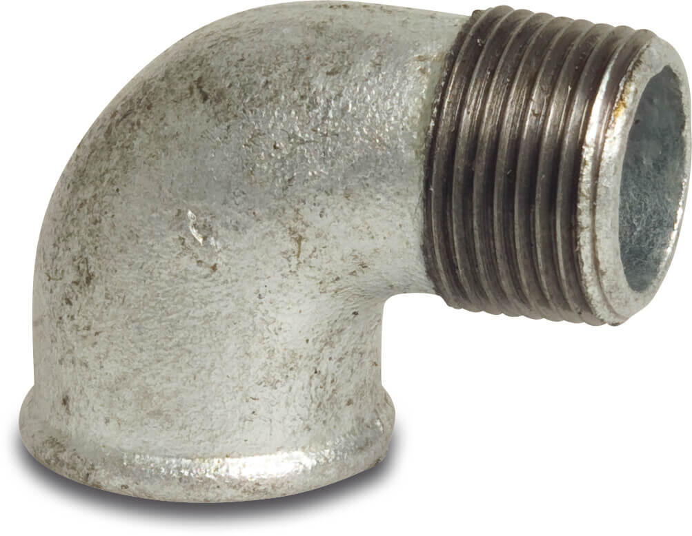 Profec Nr. 92 Elbow 90° cast iron galvanised 2" female thread x male thread 25bar DVGW