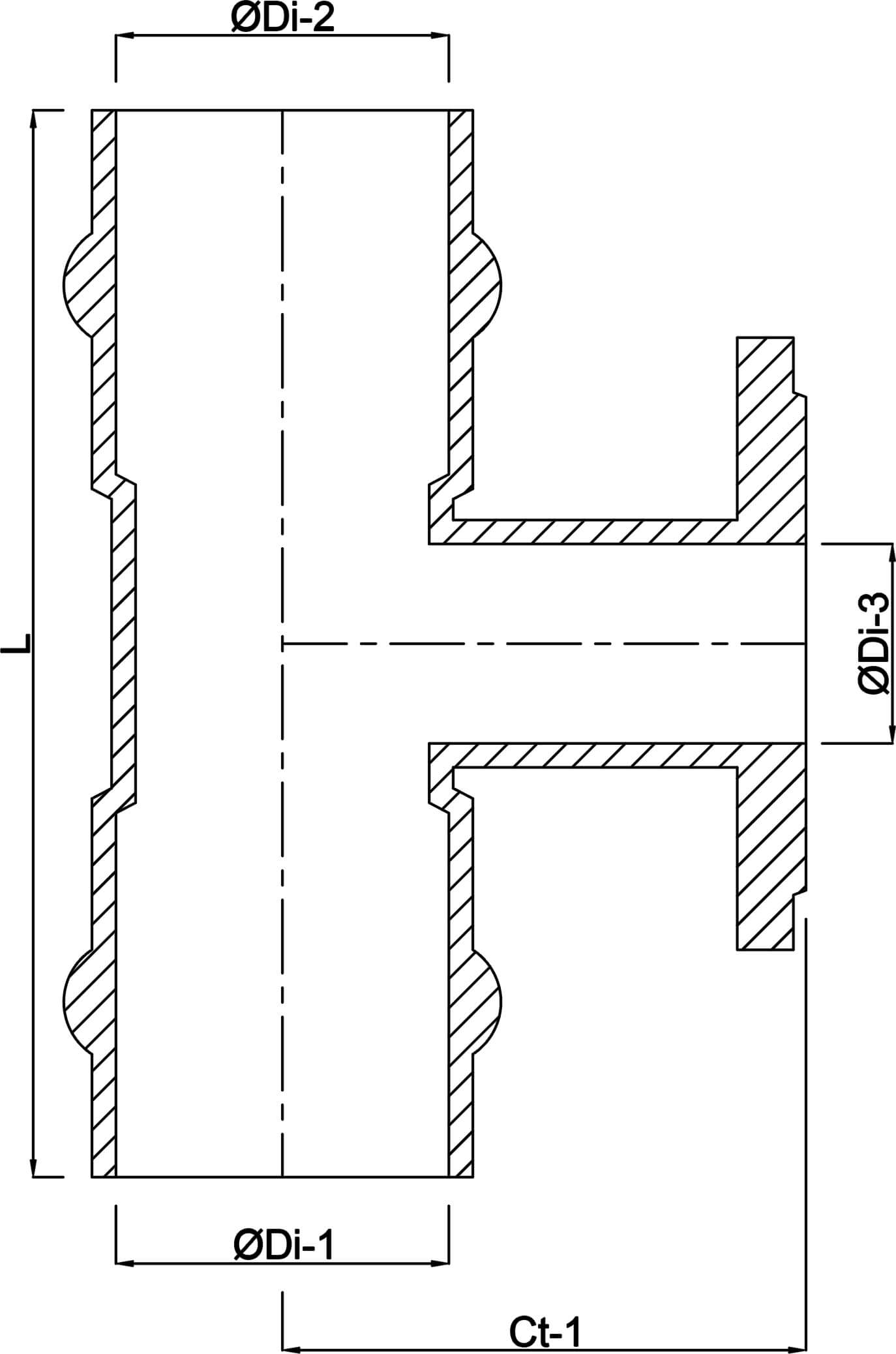 Profec T-Stück 90° Sphäroguss (GGG40) Epoxybeschichtung 160 mm x DN100 x 160 mm Steckmuffe x DIN Flansch x Steckmuffe 10bar Blau PN10/16 Typ MMA-KS
