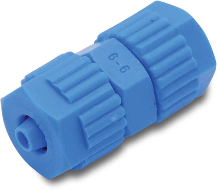 Tefen Connector PA glass fibre reinforced 6 mm barbed 14bar blue