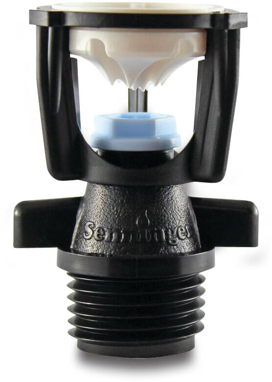 Senninger Rondsproeier kunststof 1/2" buitendraad 1,59 mm licht blauw type I Mini wobbler blue deflector nozzle 5
