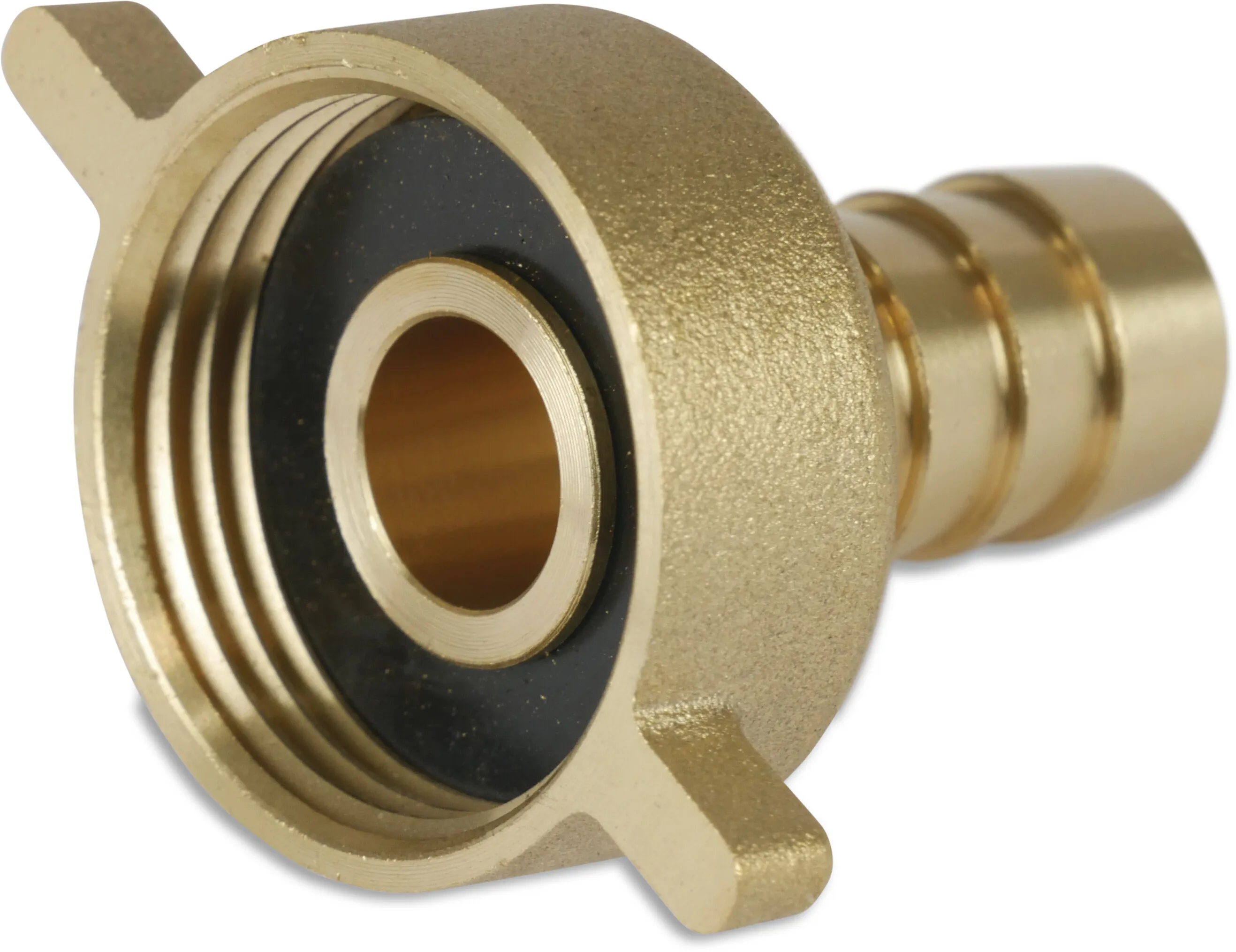 Profec Hose tail 2/3 union adaptor brass 2" x 50 mm female threaded nut x hose tail type flat seal
