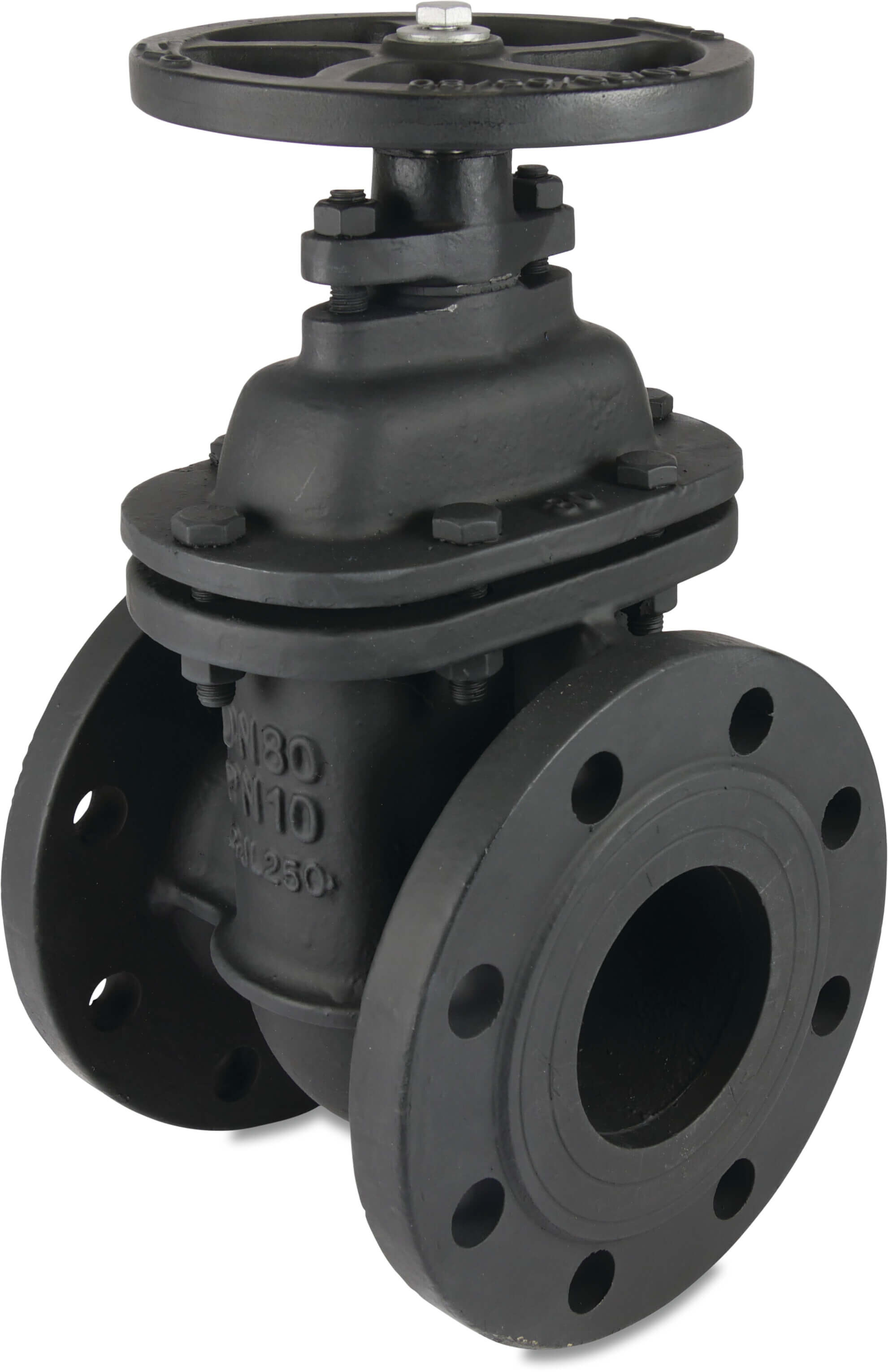 Profec Gate valve cast iron GG 25 powder coated DN40 DIN flange 10bar black PN10/16 type 200/N