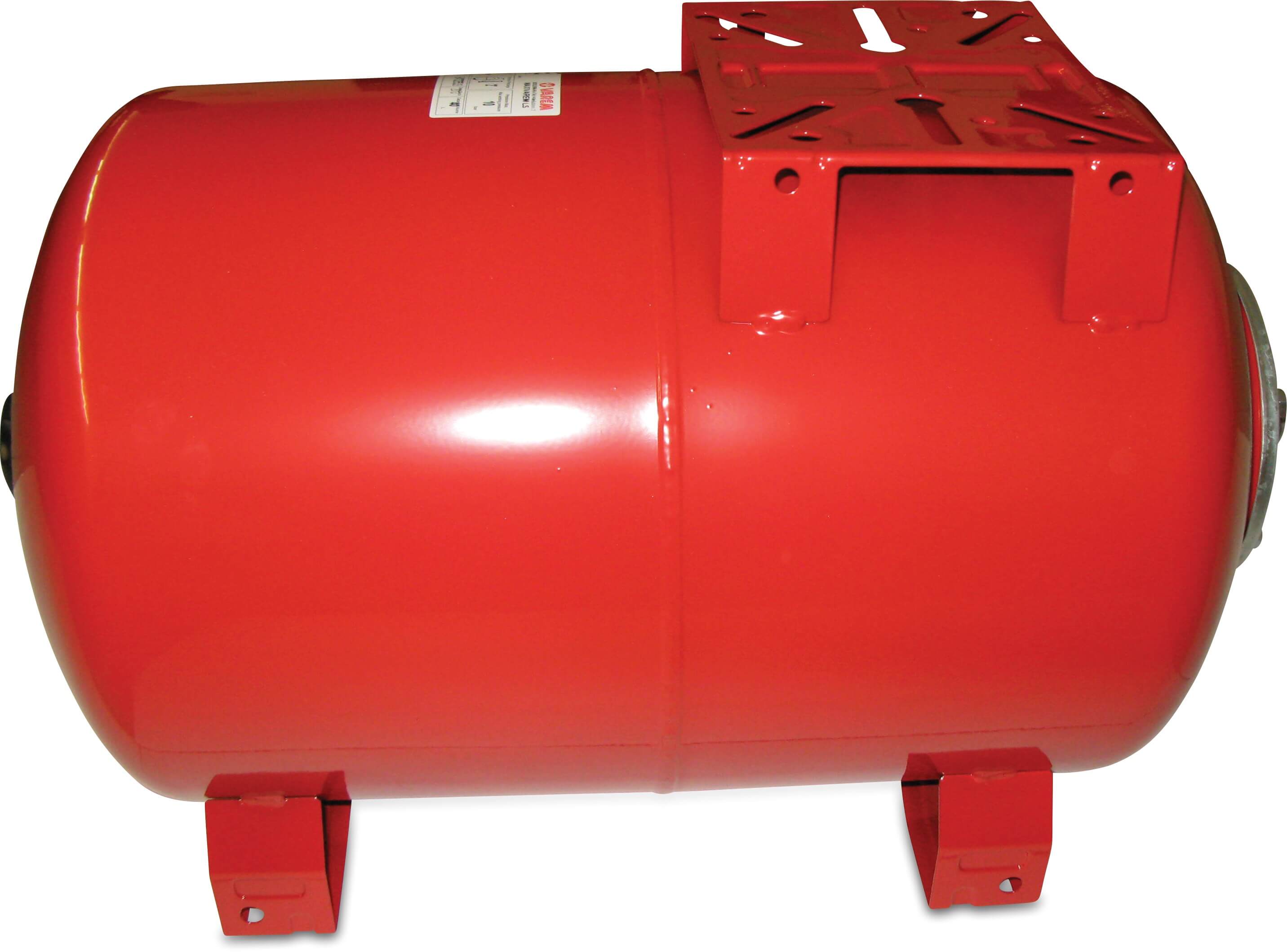 Varem Membrane pressure tank steel powder coating 1" male thread 10bar red 40ltr type horizontal