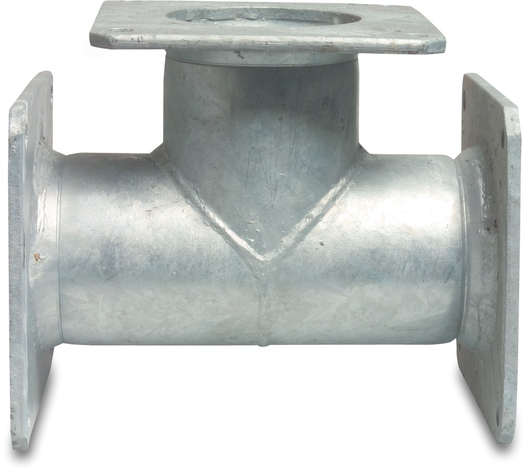 T-piece 90° steel galvanised 4" square flange