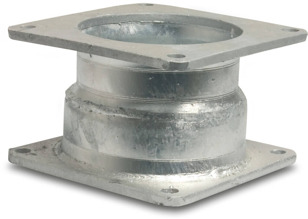 Reducer concentric steel galvanised 6" x 8" square flange