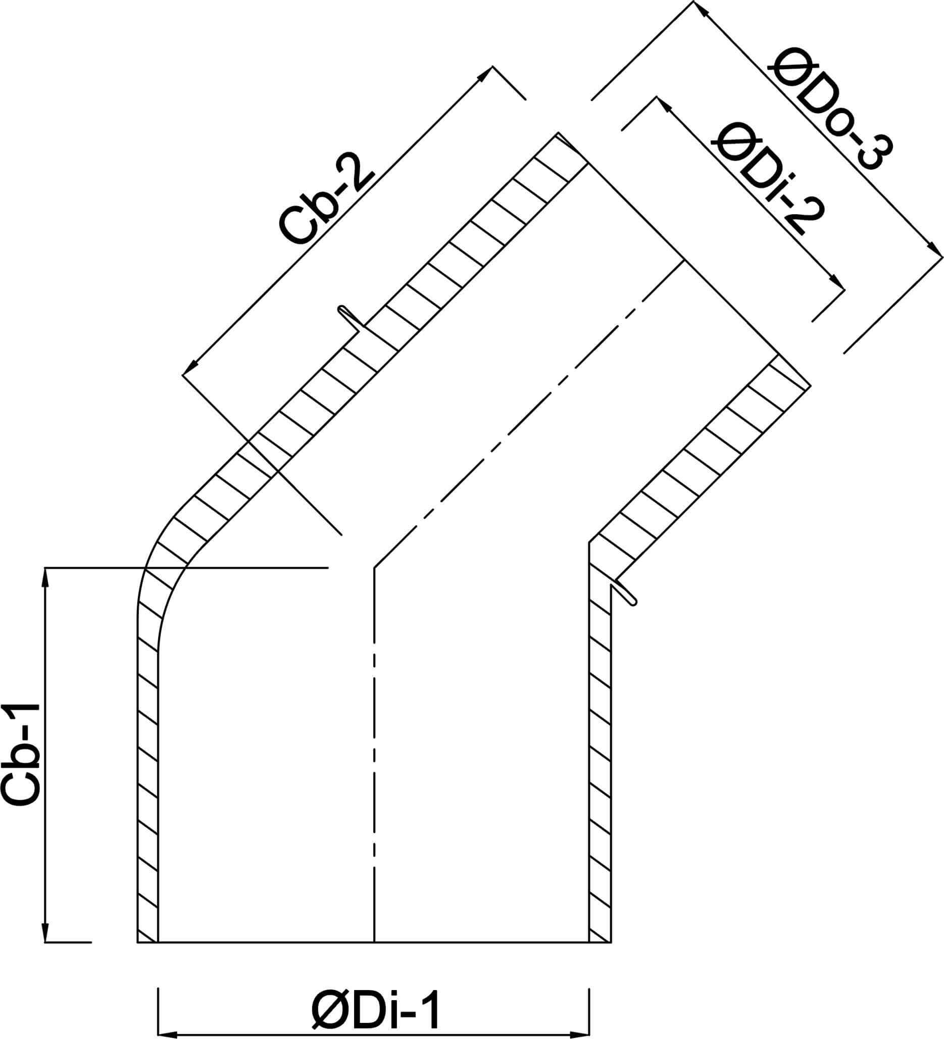 Profec Kolano 45° PVC-U 50/63 mm x 63 mm KW/KZ x KW 10bar szary