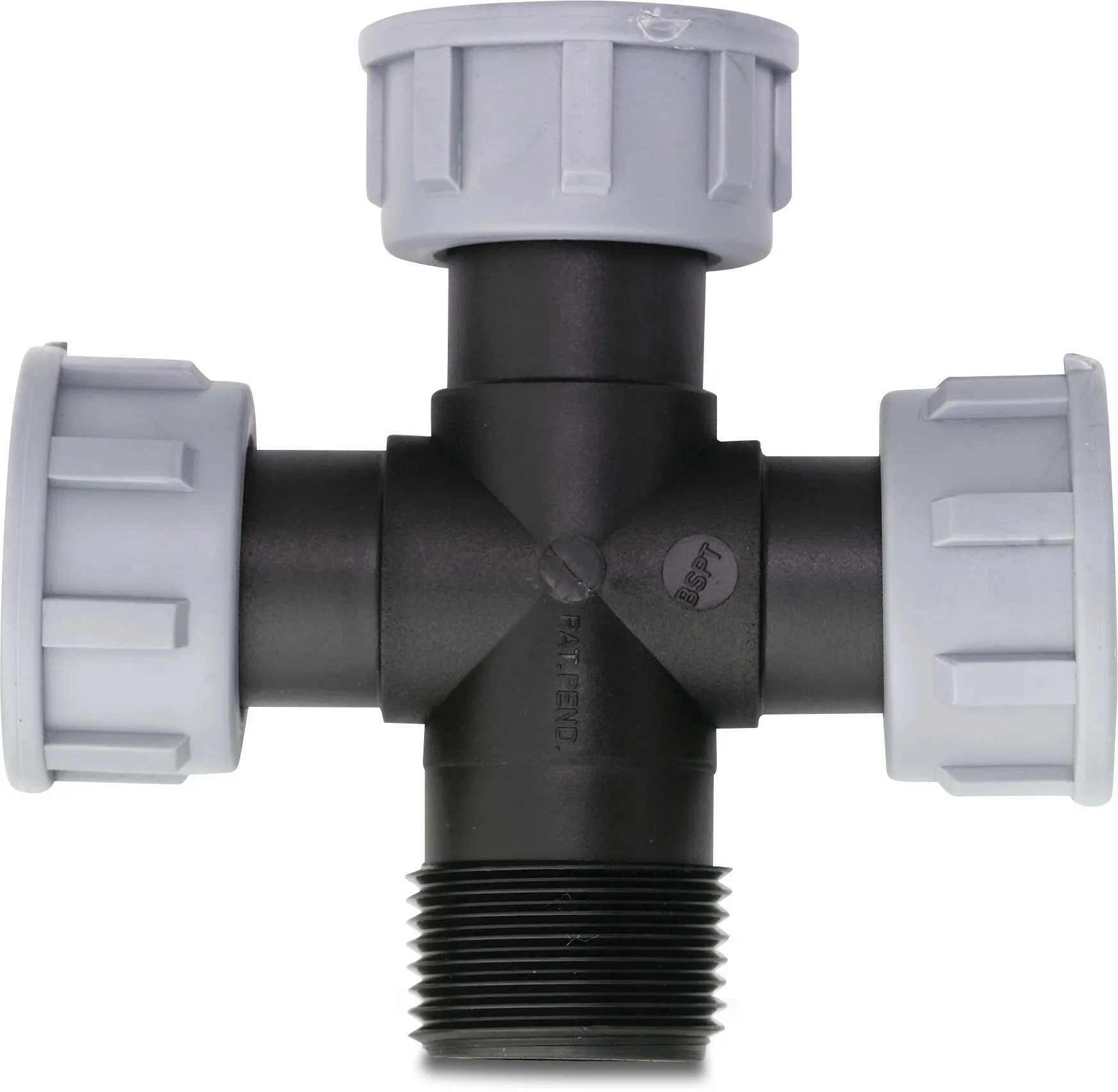 Tavlit Swivel cross 90° PP 1" female thread x female thread x female thread x male thread 10bar type with O-ring