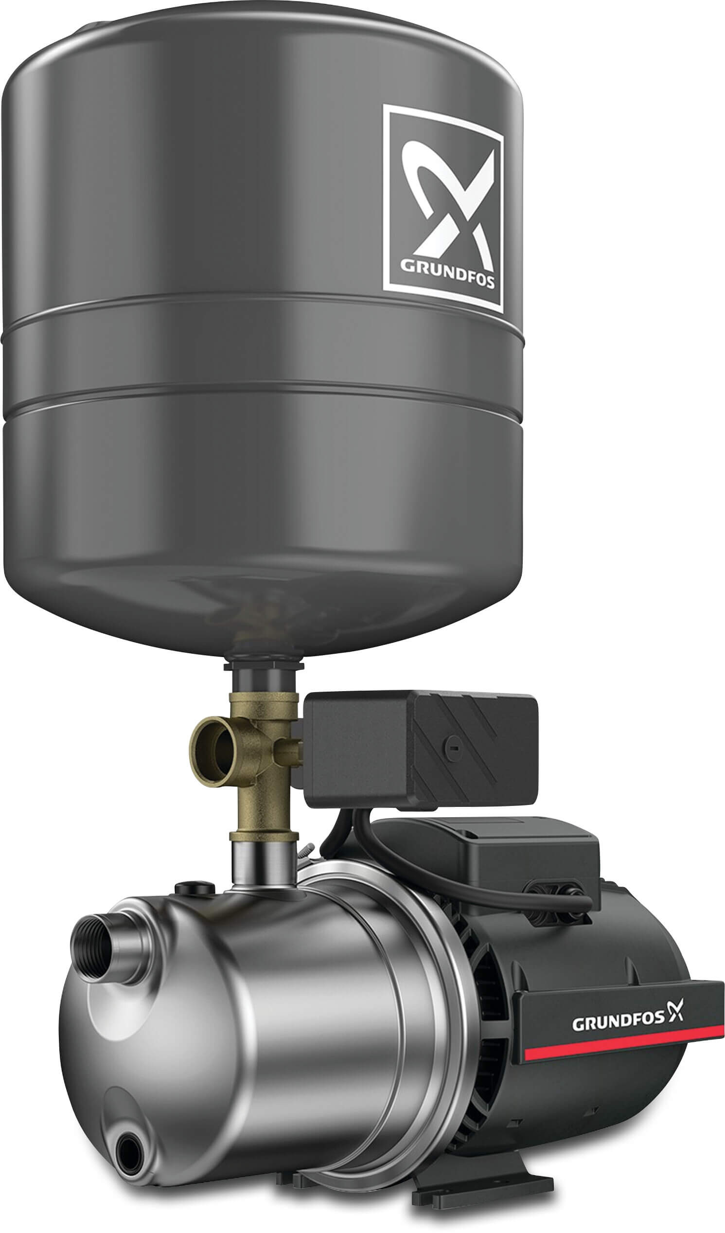 Grundfos Selvansugende boosterpumpe rustfri stål 1" indvendig gevind 5.1A 230VAC type JP4-54 Vertical