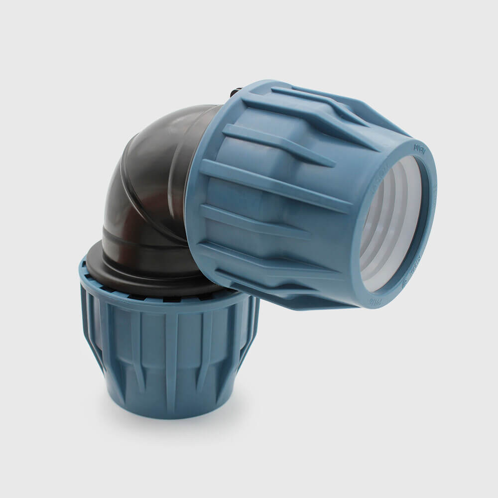 Jason Elbow 90° PP 20 mm compression 16bar black/blue DVGW/KIWA/WRAS/SVGW
