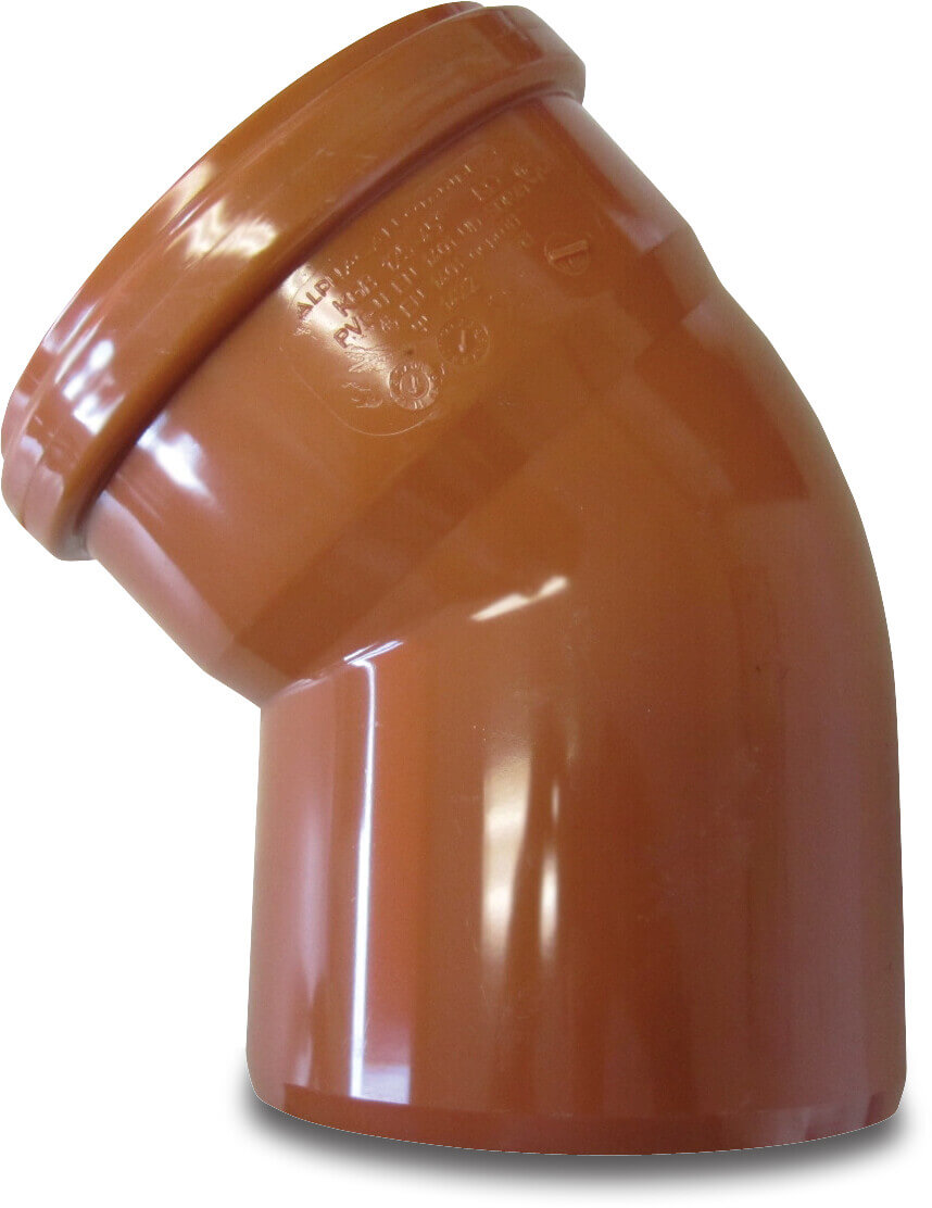Drainage bend 45° PVC-U 500 mm SN4 ring seal x spigot redbrown