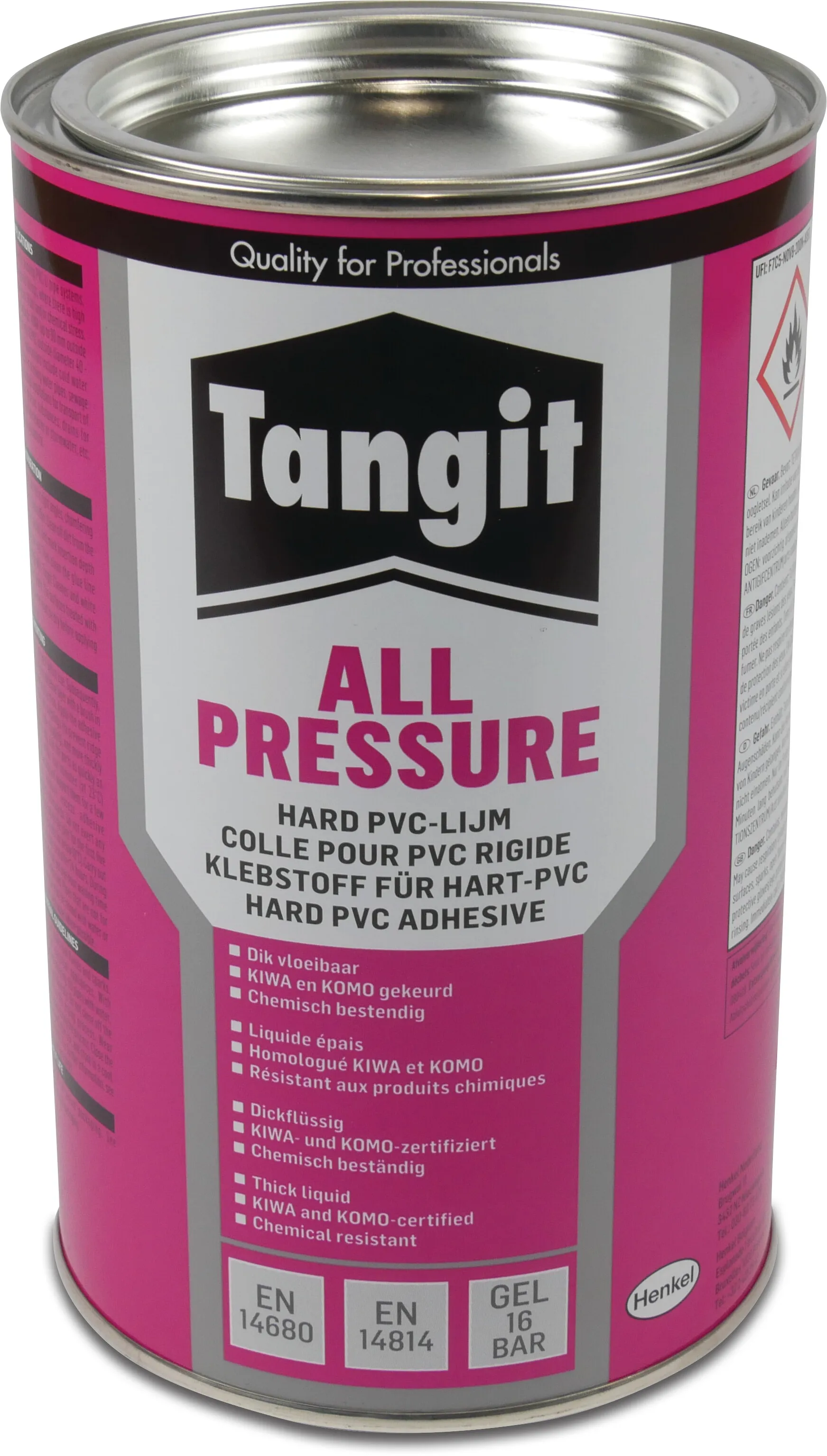 Tangit Kleber 960g ohne Pinsel KIWA Typ All Pressure Label EN/DE/NL/FR