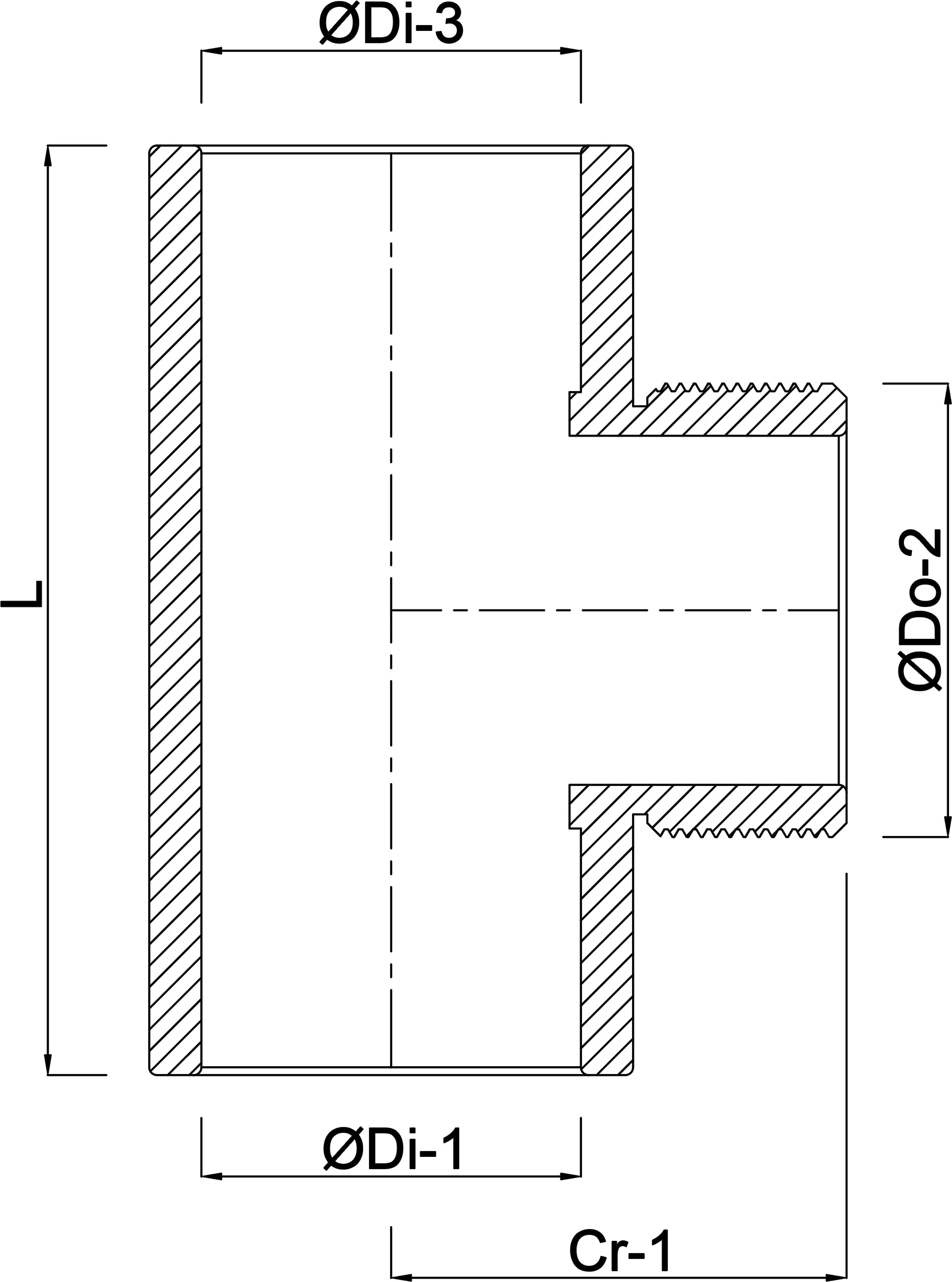 VDL T-Stück 90° PVC-U 50 mm x 1" x 50 mm Klebemuffe x Außengewinde x Klebemuffe 16bar Grau