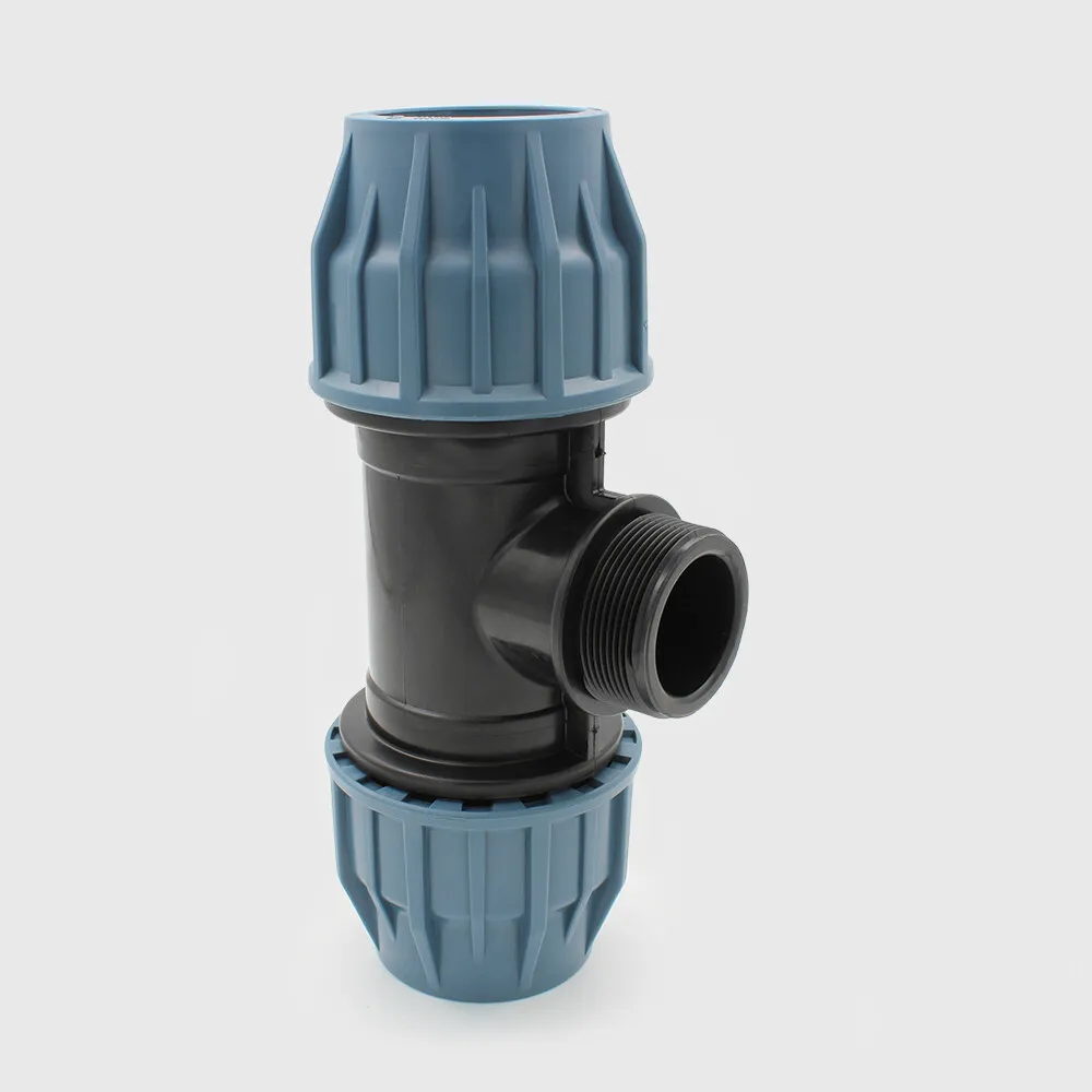 Jason Adaptor T-piece 90° PP 20 mm x 3/4" x 20 mm compression x male thread x compression 16bar black/blue DVGW/KIWA/WRAS/SVGW
