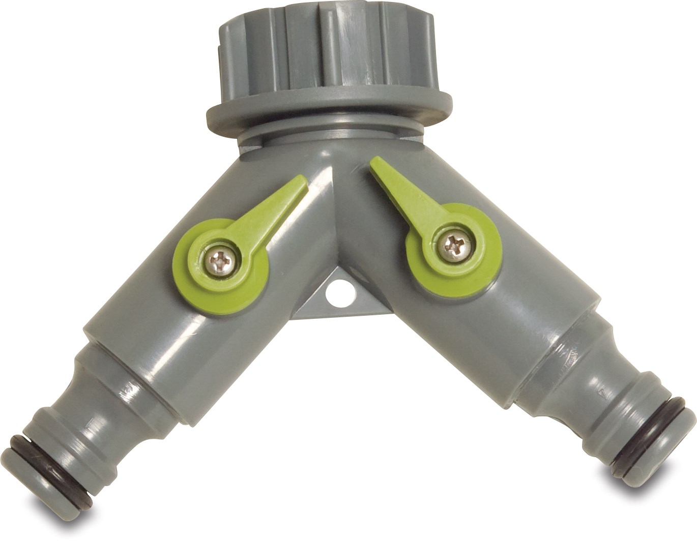 Hydro-Fit Verdeler PVC-U 3/4" wartel binnendraad x mannelijk klik x mannelijk klik grijs/groen