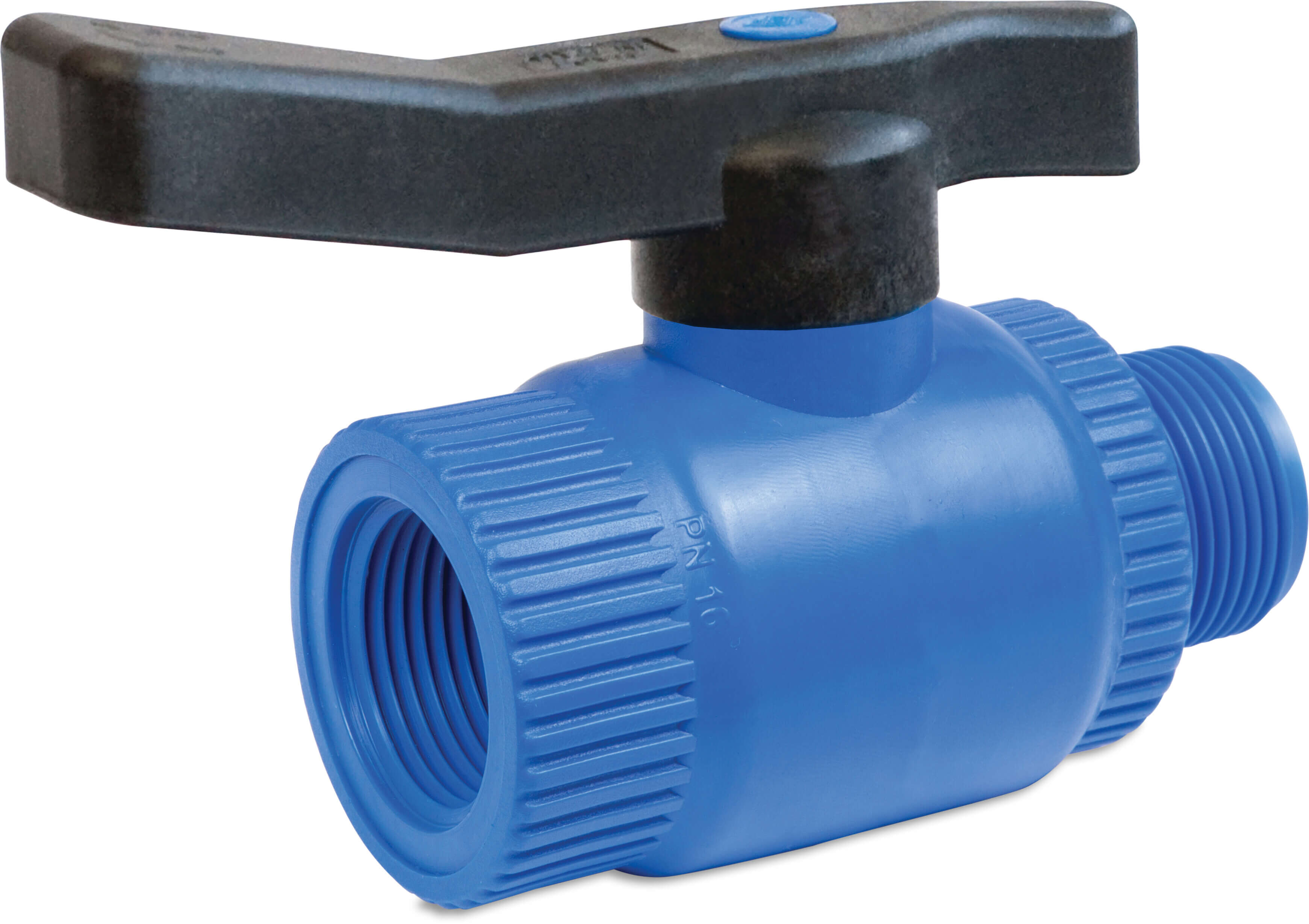Vanne à bille PP 1" filetage mâle x filetage femelle 16bar bleu type ICE