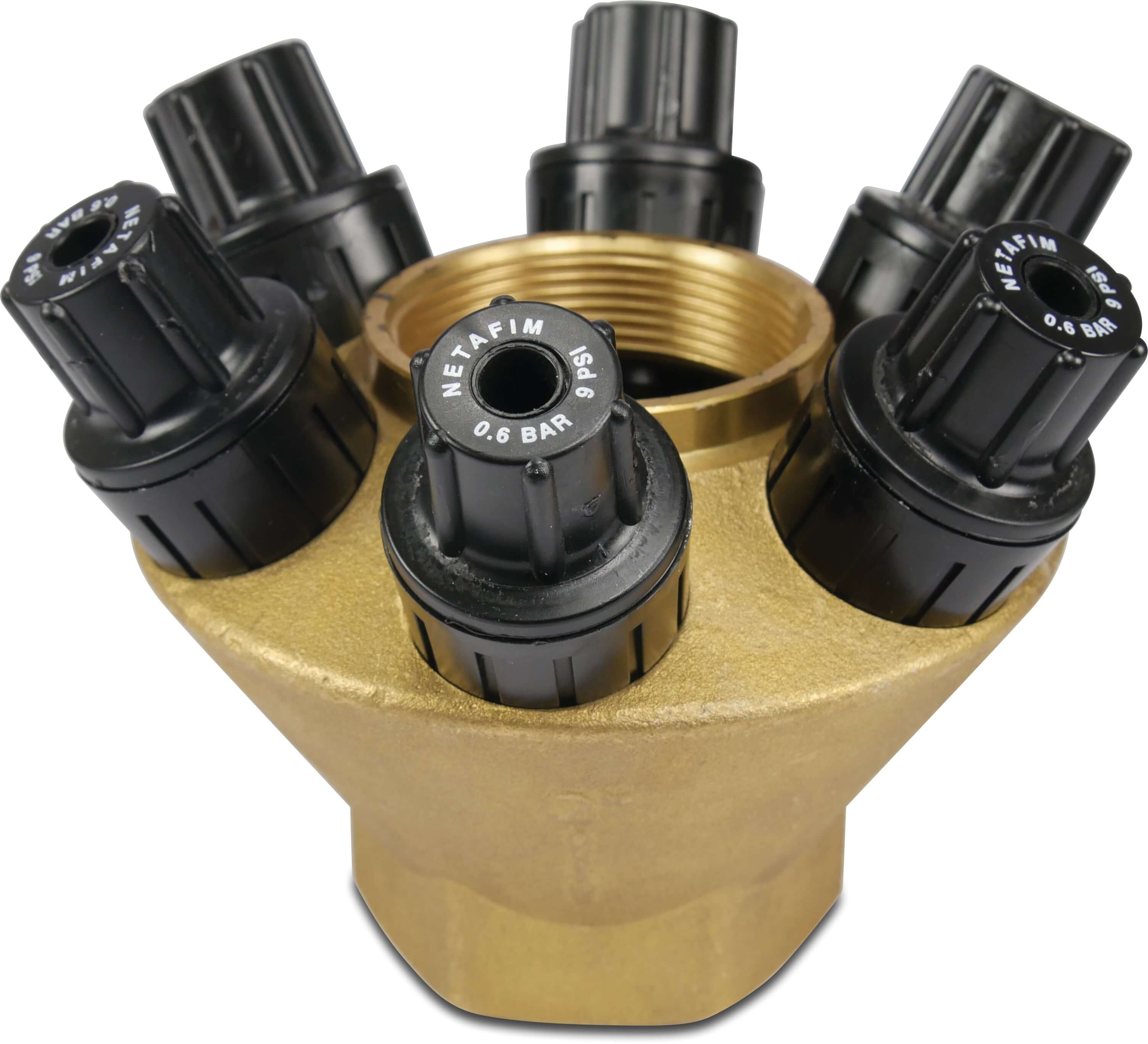 Netafim Pressure reducing valve brass 2" female thread 10bar yellow type PRV 2000-6S 0.6 bar