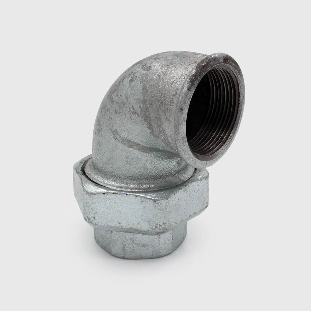 Profec Nr. 96 Union elbow 90° cast iron galvanised 2 1/2" female thread 25bar DVGW type conical