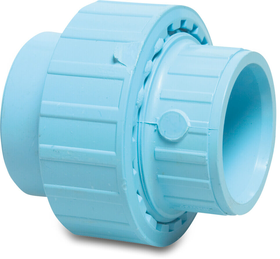 Union coupler PVR 20 mm glue socket 12,5bar blue