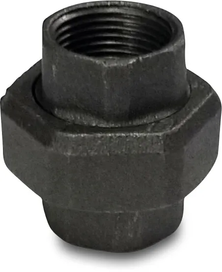 Nr. 330 Union coupler cast iron black 1/2" female thread 25bar DVGW type flat