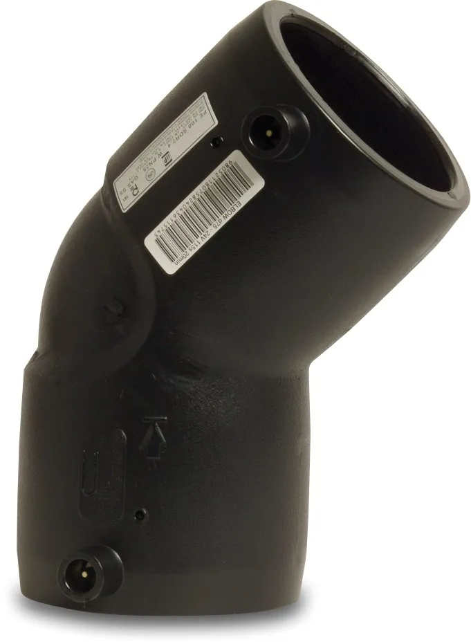 Jason Knie 45° PE100 32 mm electrolassok SDR 11 24VAC 16bar 25bar zwart