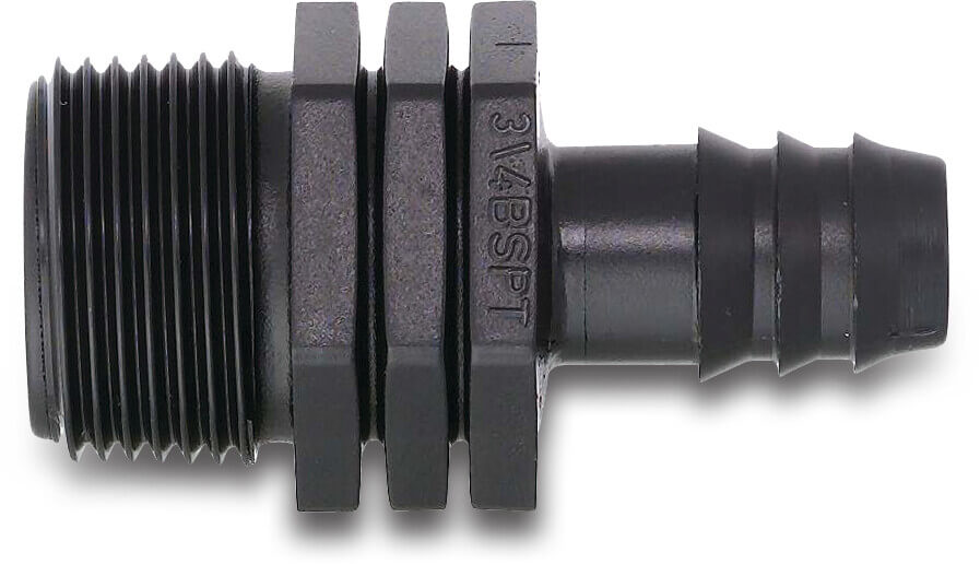 Tavlit Adaptor PP 16 mm x 3/4" barbed x male thread 8bar black