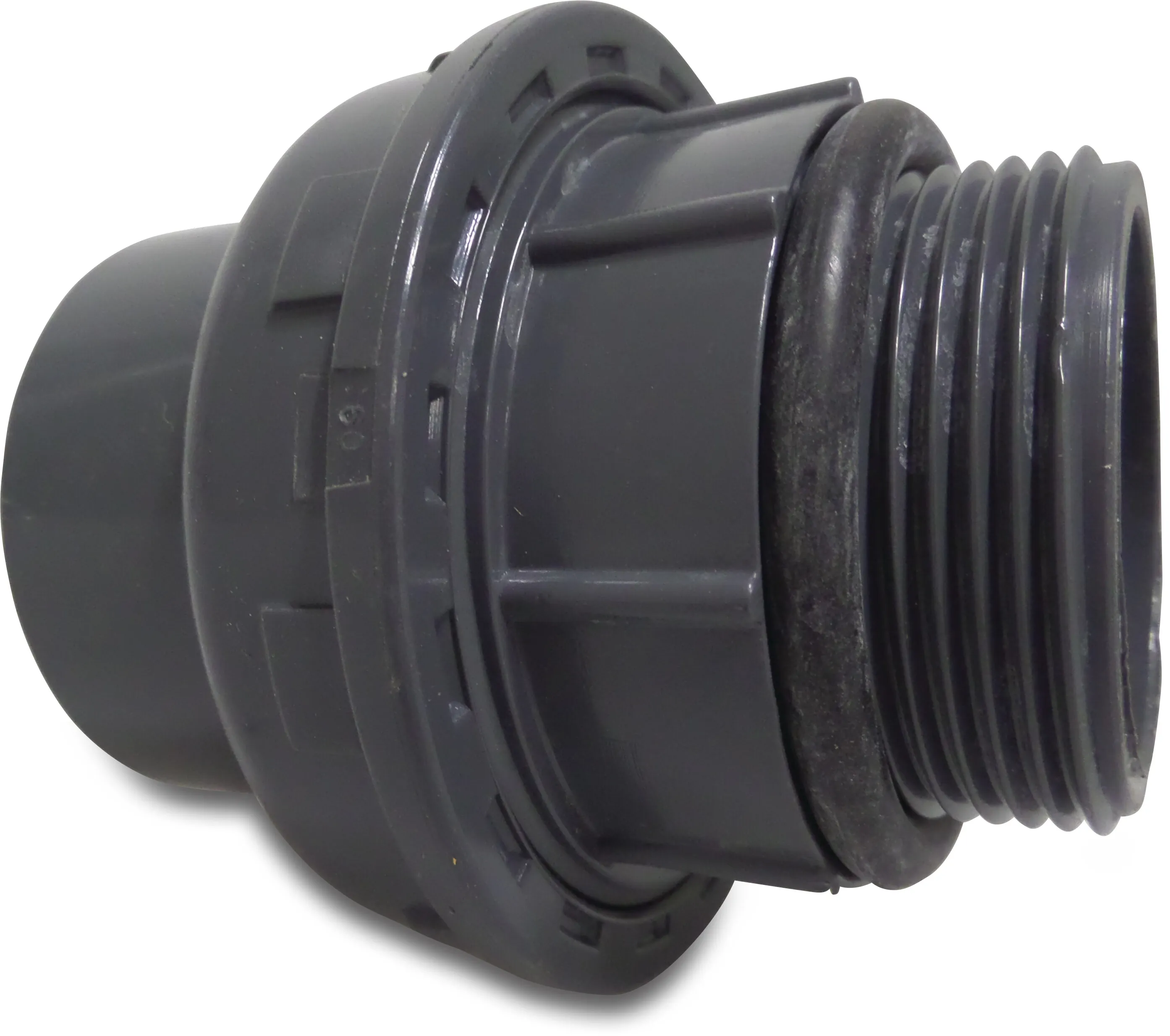 Praher Raccord union PVC-U 50 mm x 1 1/2" collage femelle x filetage mâle 10bar gris