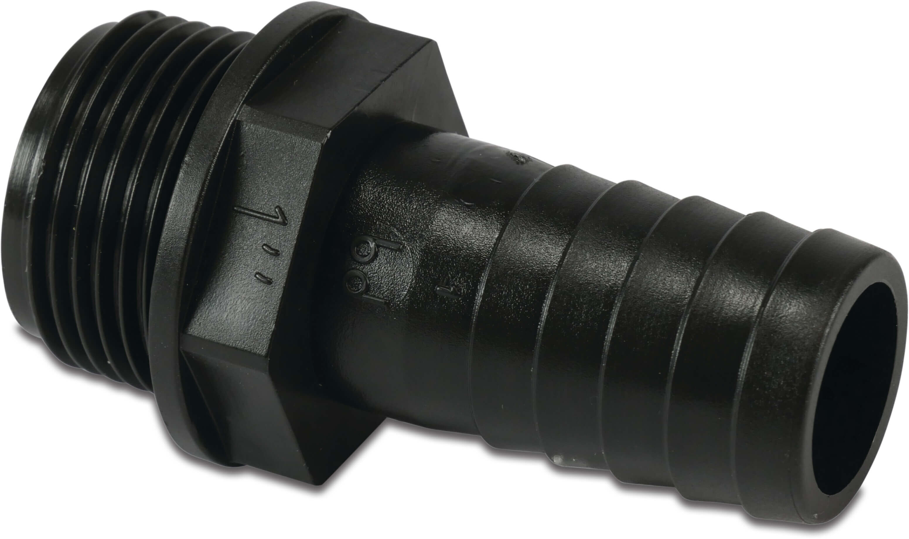 Slangstuss PP 1" x 25 mm utvändig gänga x slangkoppling 6bar svart
