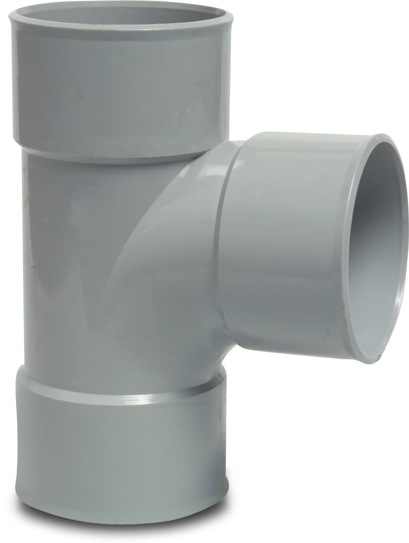 Drainage T-piece 87° PVC-U 32 mm glue socket grey KOMO