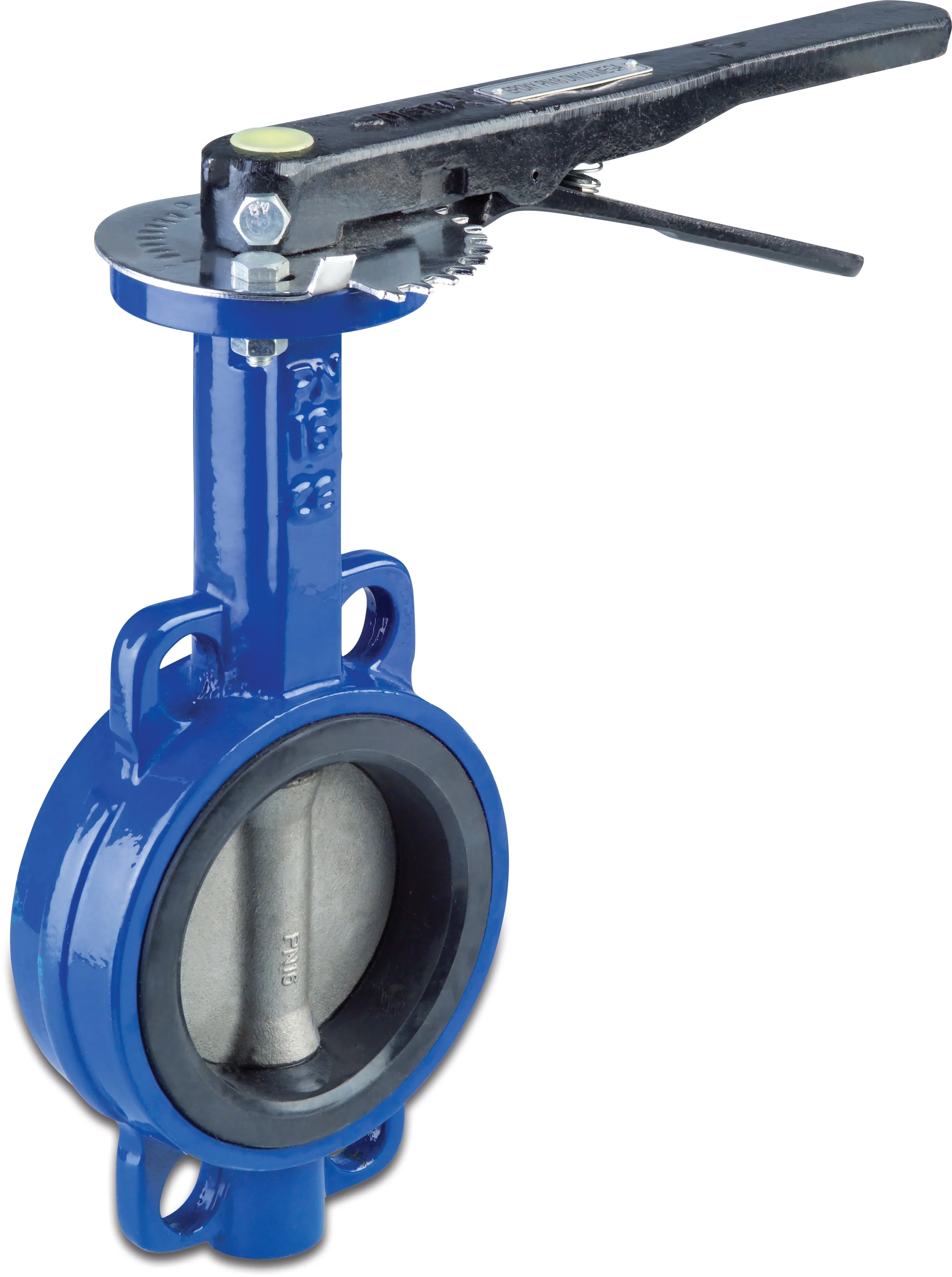 Profec Butterfly valve ductile iron (GGG40) epoxy coating DN50 flange 10bar blue PN6/10/16 type 601 disc stainless steel 316