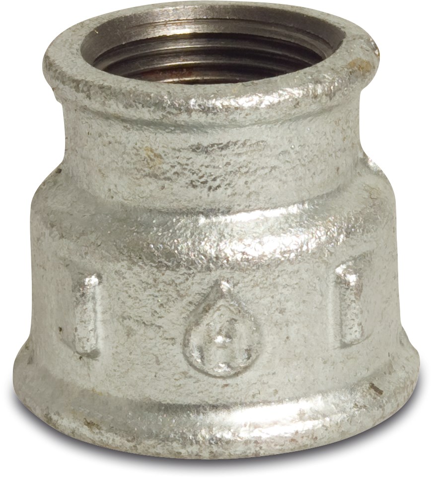 Profec Nr. 240 Reducer socket cast iron galvanised 1/4" x 1/8" female thread 25bar DVGW