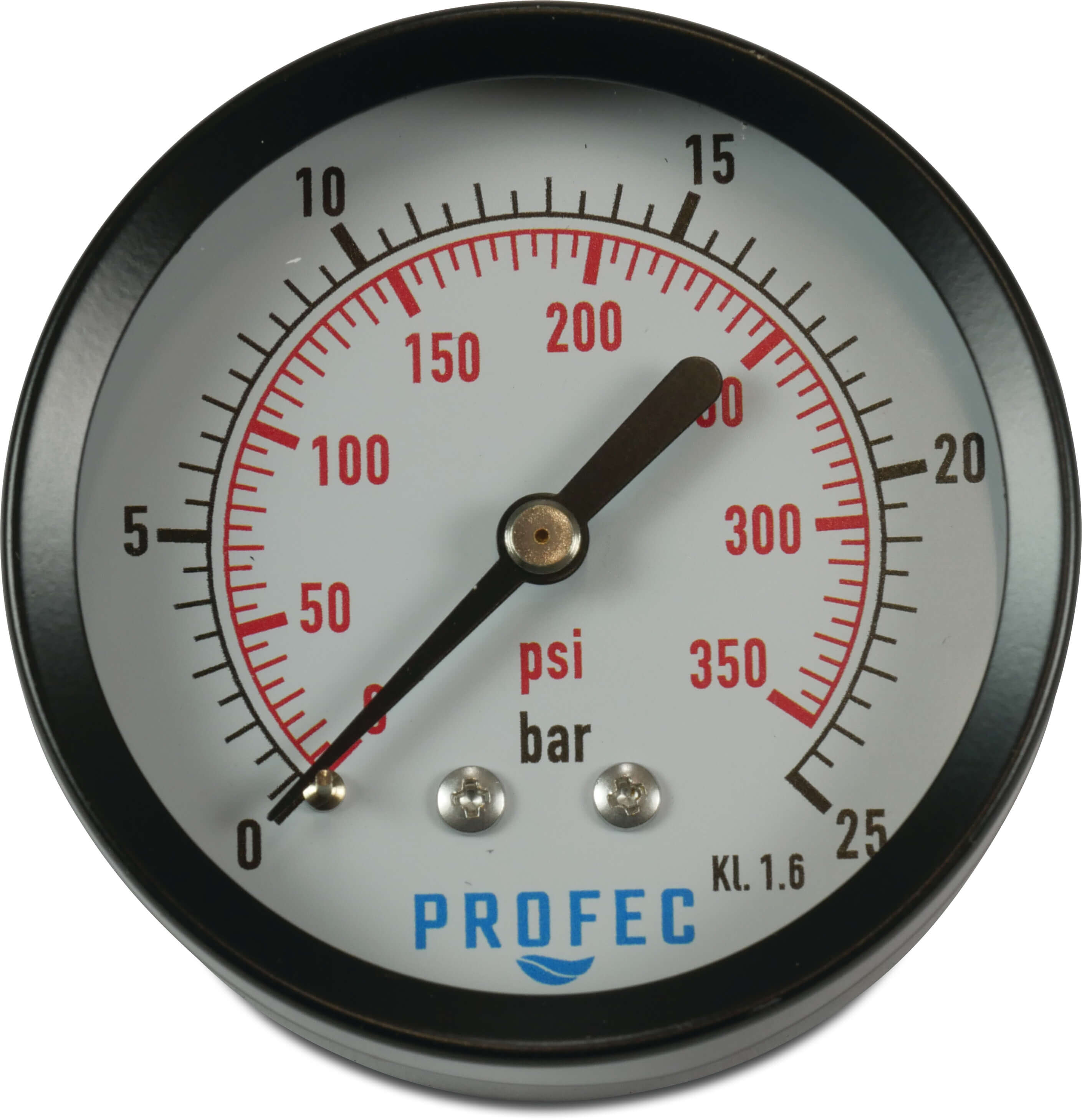 Profec Manometer 63 mm Außengewinde 0 - 1bar Schwarz Typ Trocken Hinten 1/4"