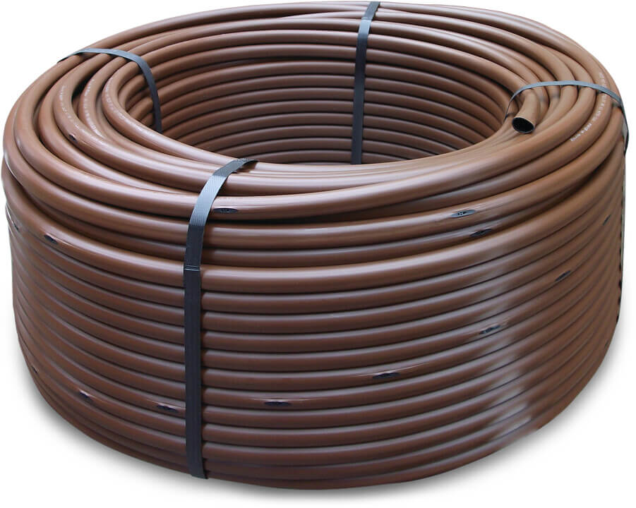 Drip irrigation hose PE 16 mm x 0,9 mm 130micron 2ltr/h 33cm brown 100m type non PC
