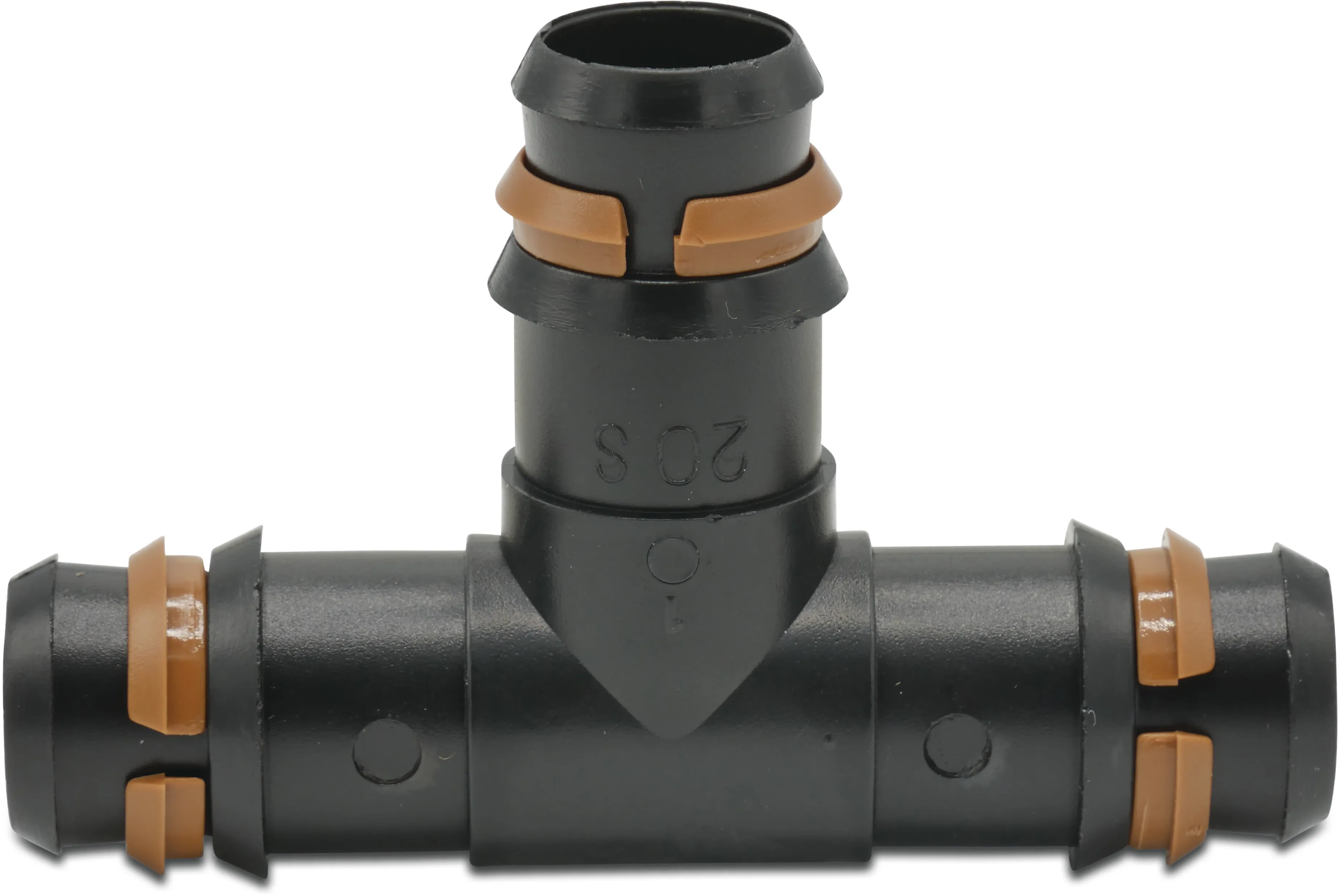 T-Stück 90° PP 16 mm Tülle 4bar Schwarz Typ safety