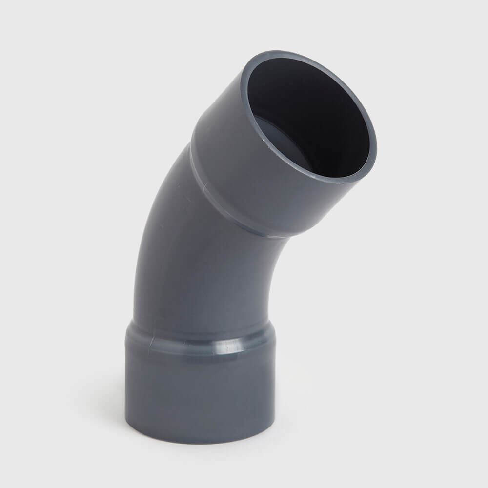 Profec Long bend 45° PVC-U 40 mm glue socket 16bar grey type made from tubing