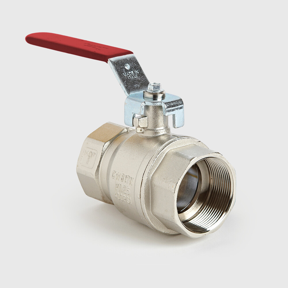 Profec Ball valve brass nickel plated 1" female thread 25bar type 100