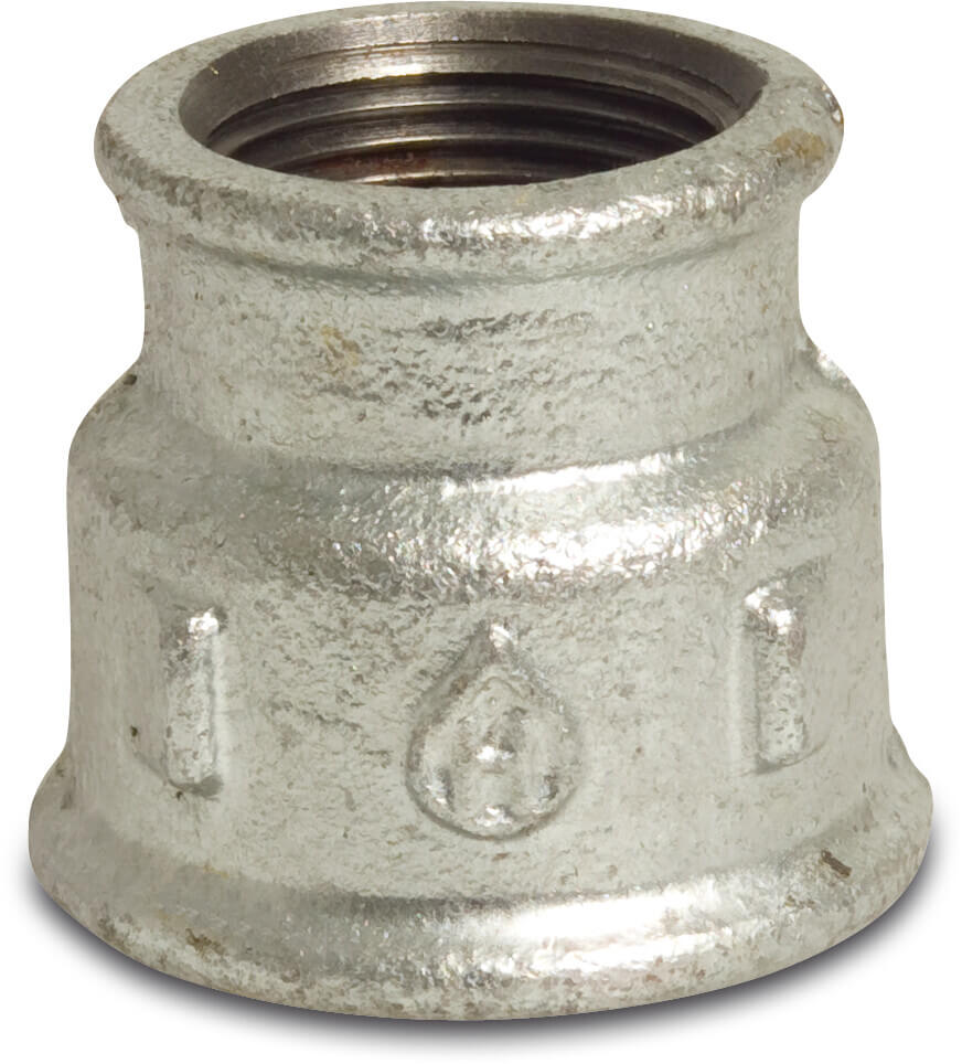 Profec Nr. 240 Reducer socket cast iron galvanised 2" x 1" female thread 25bar DVGW