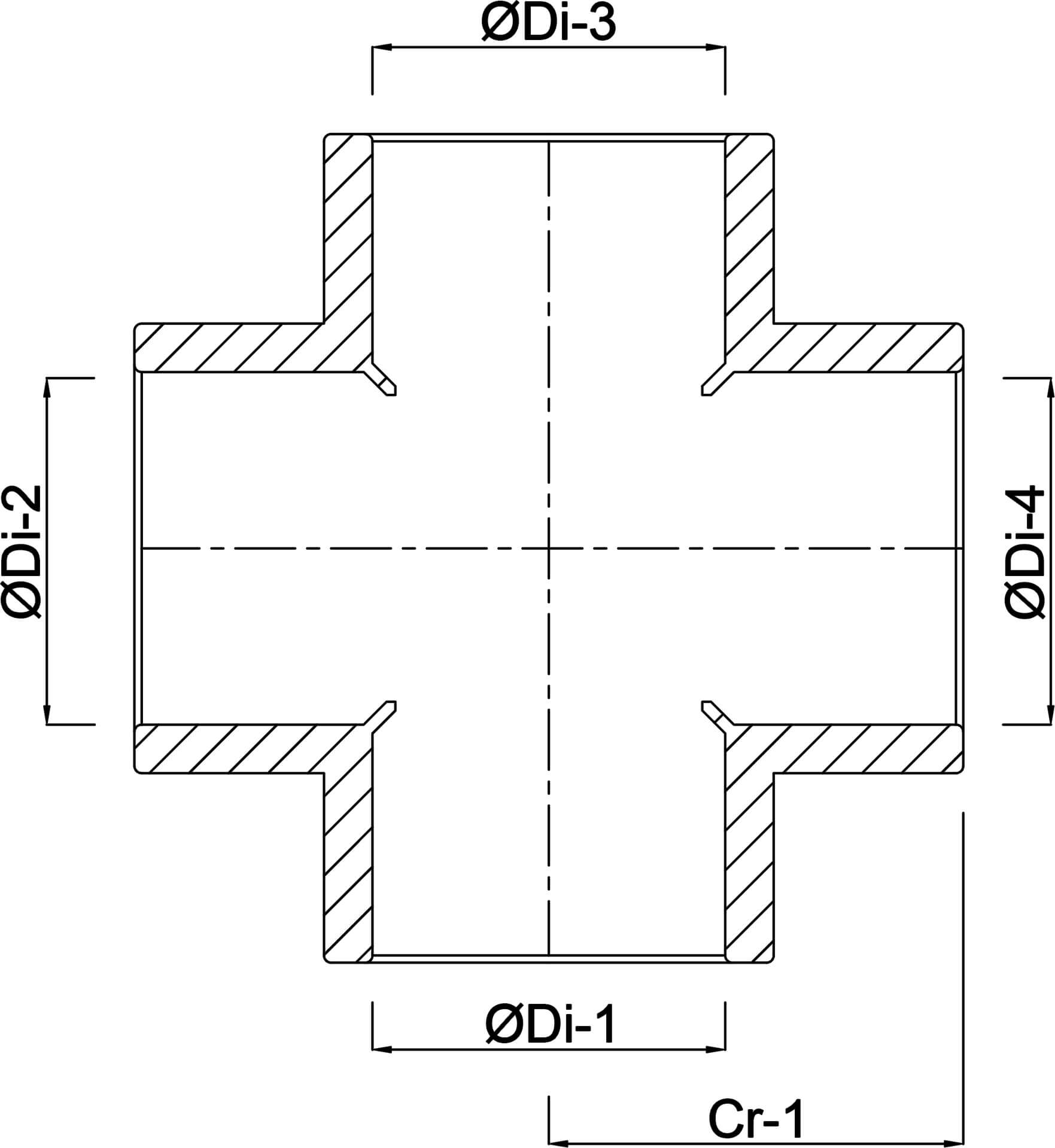 Profec Kruisstuk PVC-U 63 mm lijmmof 16bar grijs