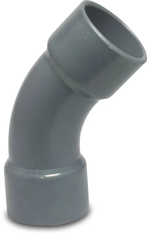 Profec Long bend 45° PVC-U 50 mm glue socket 16bar grey type made from tubing