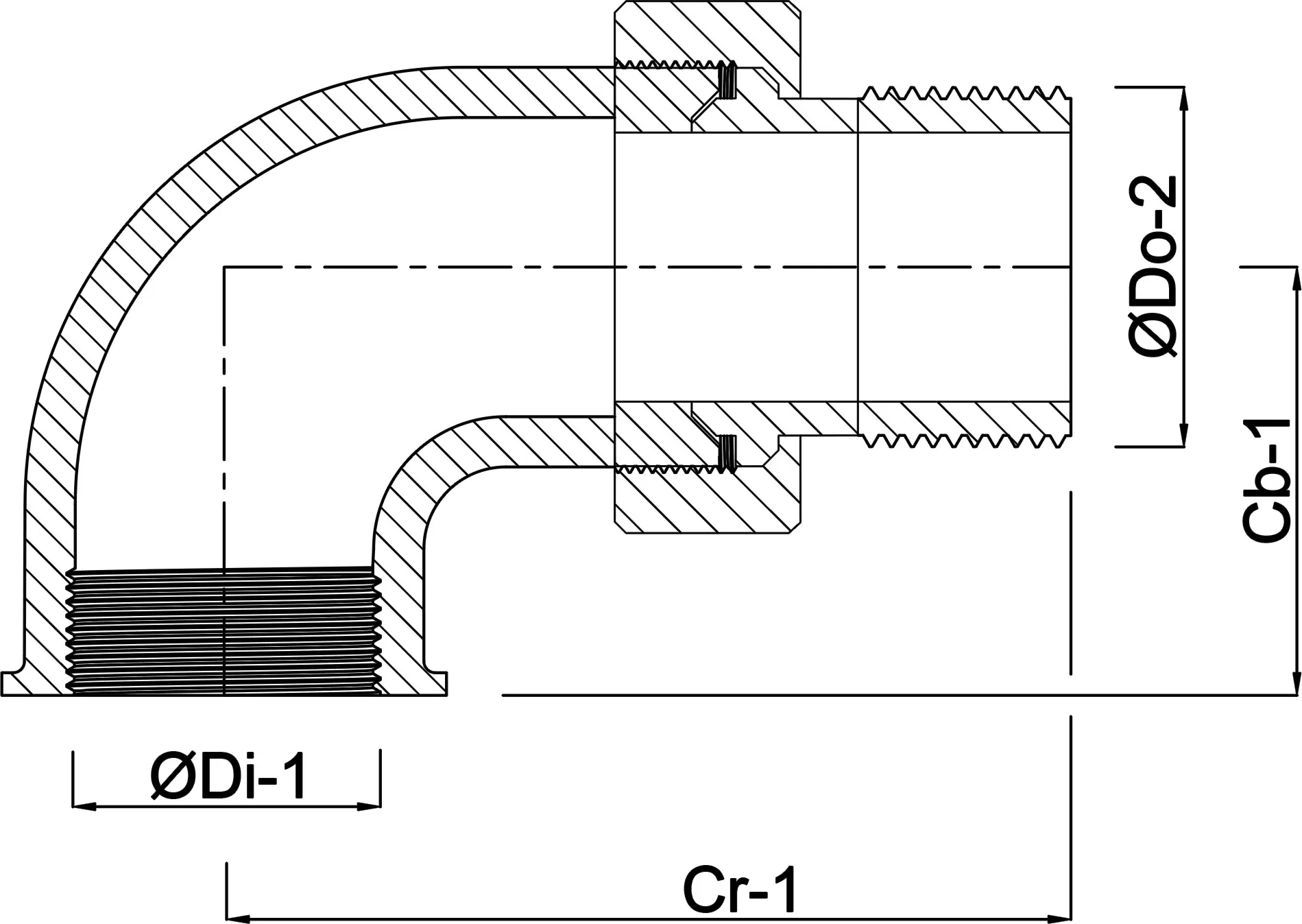 Profec Nr. 98 Union elbow 90° cast iron galvanised 1 1/2" female thread x male thread 25bar DVGW type conical