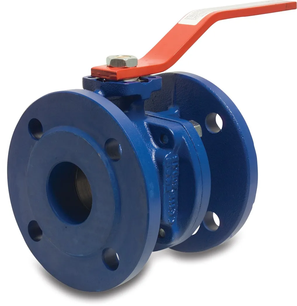 Profec Ball valve cast iron GG 25 varnished DN40 DIN flange 16bar blue PN10/16