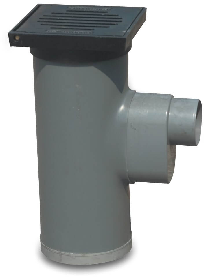 Drain for tiled path PVC-U 250 mm x 125 mm spigot grey