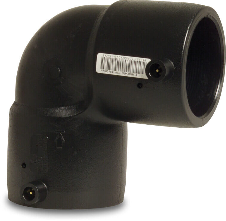 Profec Elbow 90° PE100 40 mm electrofusion socket SDR11 24VAC 10bar 16bar black DVGW
