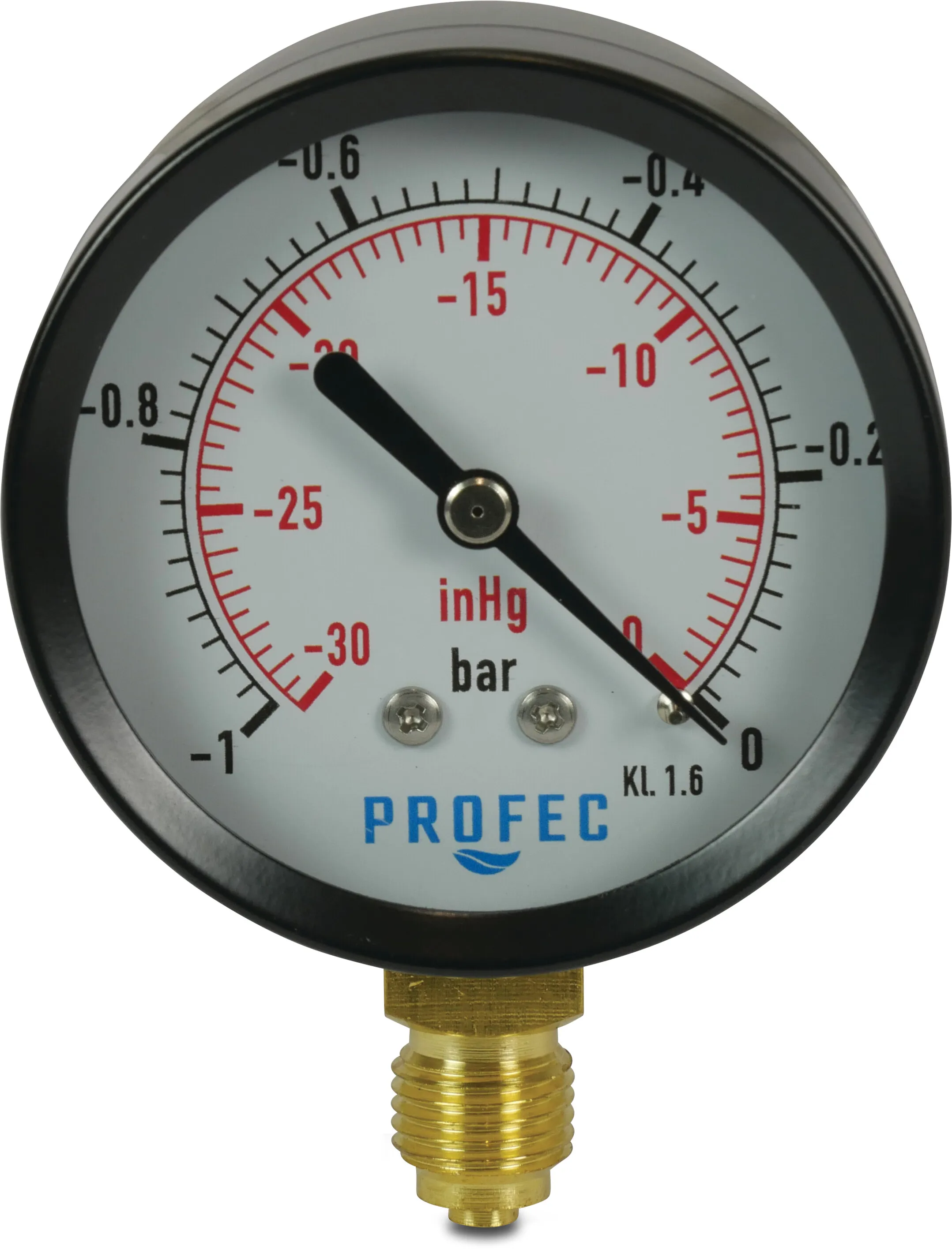 Profec Pressure gauge 63 mm male thread -1 - 0bar black type dry bottom connection 1/4"